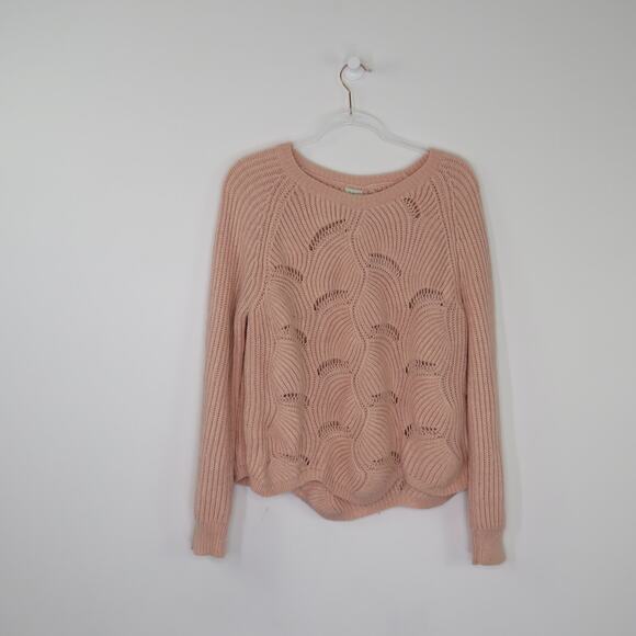 A New Day Pink Open Knit Sparkle Sweater Crewneck Blush Pink Small - Picture 2 of 7